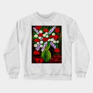 beautiful poppies and daisy's I'm brass and copper vintage vase Crewneck Sweatshirt